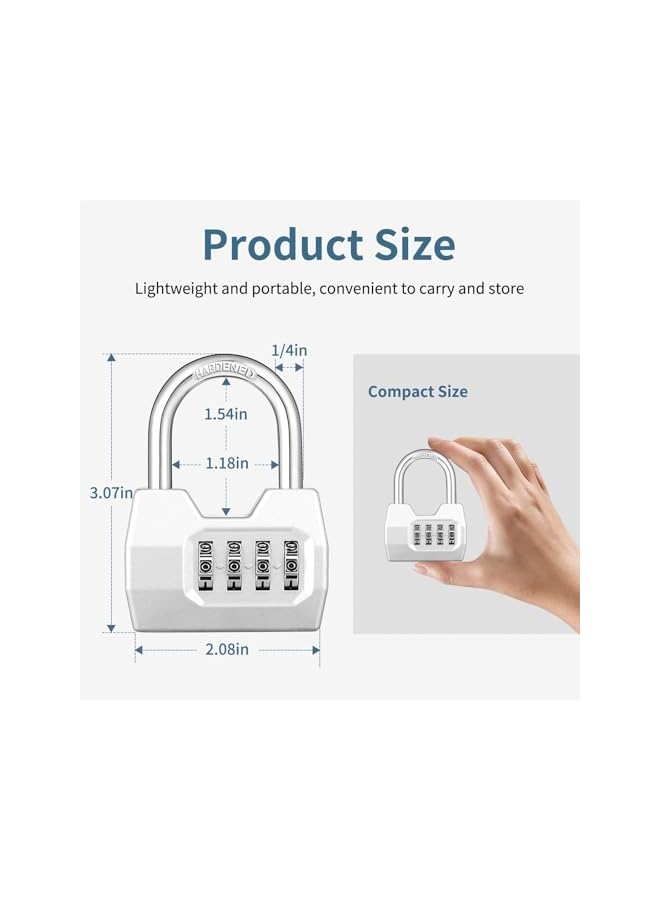 PROMASS 4 Digit Combination Lock Outdoor, Heavy Duty Locker Lock, Combination Lock for Locker, Waterproof Combo Lock for Gym Locker, Hasp Storage, Shed, Fence, Gate, Silver - Image 3