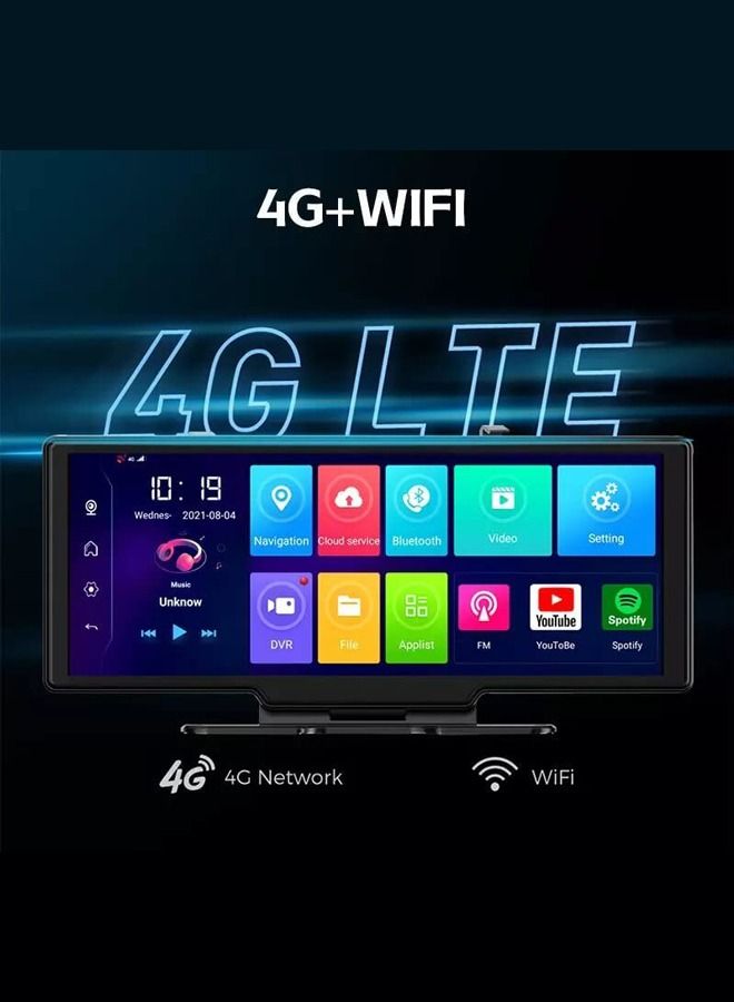 UKMASTER Car DVR 4G GPS Navigation 1080P FHD Dual Lens Android Rear View Mirror Dashcam 10.26 Inch - Image 5