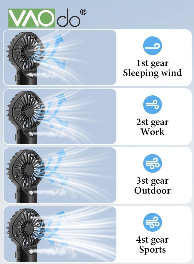 VAOdo Handheld Misting Fan, USB Rechargeable, 4 Speeds Personal Fan, Operated Spray Mist Fan, Water Mist Fan, Cooling Fans for Makeup Travel, Beach, Outdoors - Image 5