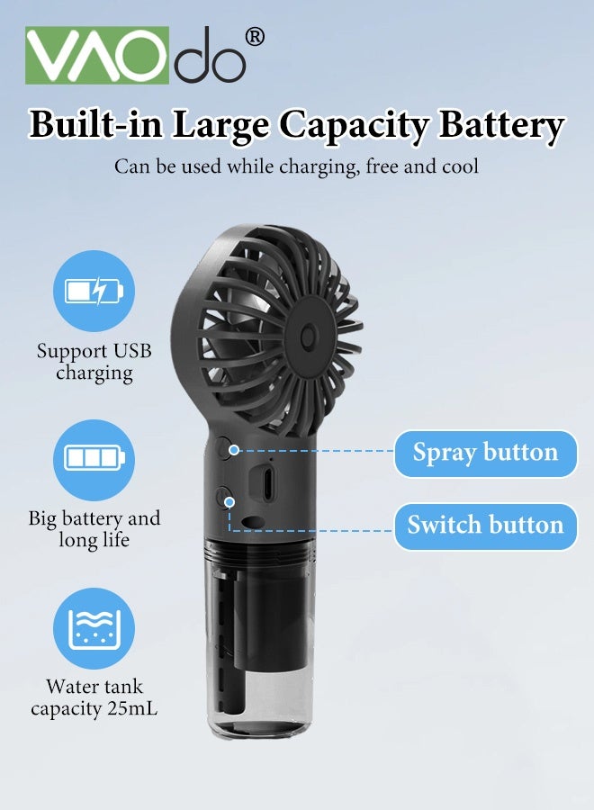 VAOdo Handheld Misting Fan, USB Rechargeable, 4 Speeds Personal Fan, Operated Spray Mist Fan, Water Mist Fan, Cooling Fans for Makeup Travel, Beach, Outdoors - Image 3