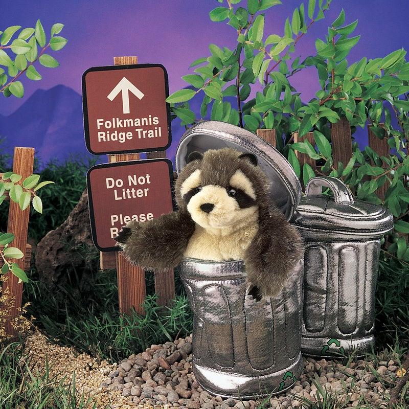 Folkmanis Raccoon In Garbage Can Hand Puppet - Image 2