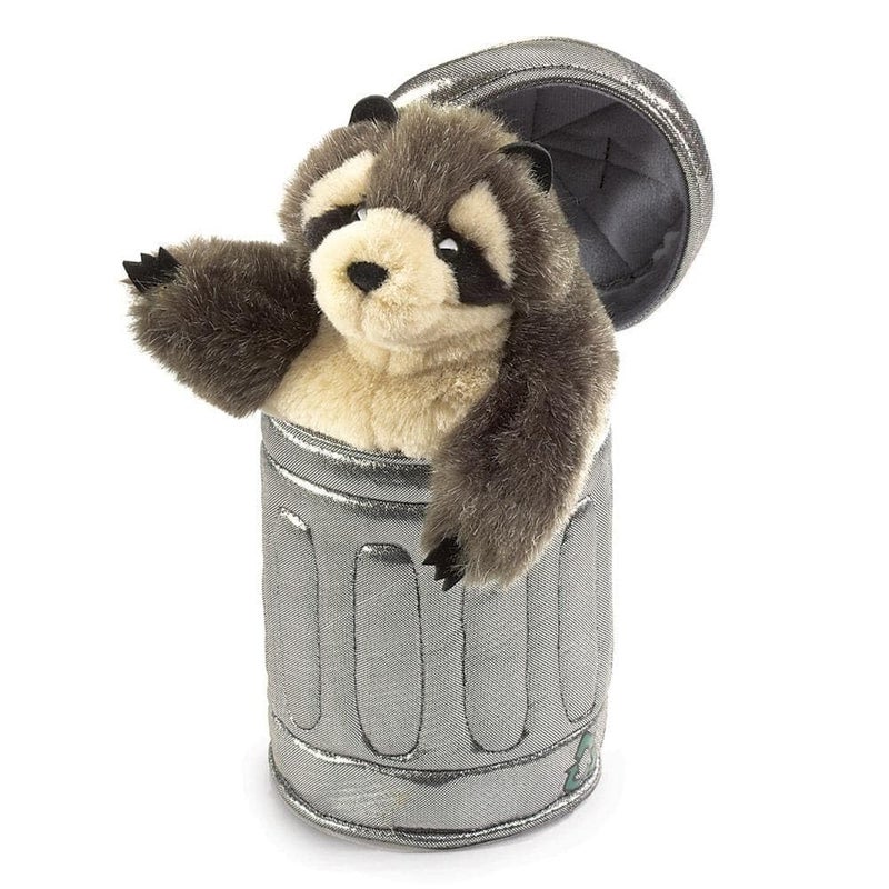 Folkmanis Raccoon In Garbage Can Hand Puppet - Image 1