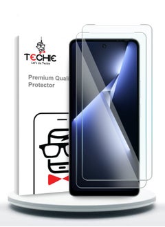 Techie 2 Pieces HD Tempered Glass Screen Protector for Tecno Pova 5 Pro - Anti Reflection Anti Bubbles 9H Hardness 0.33 mm Rounded Edges Easy Installation  - Image 1