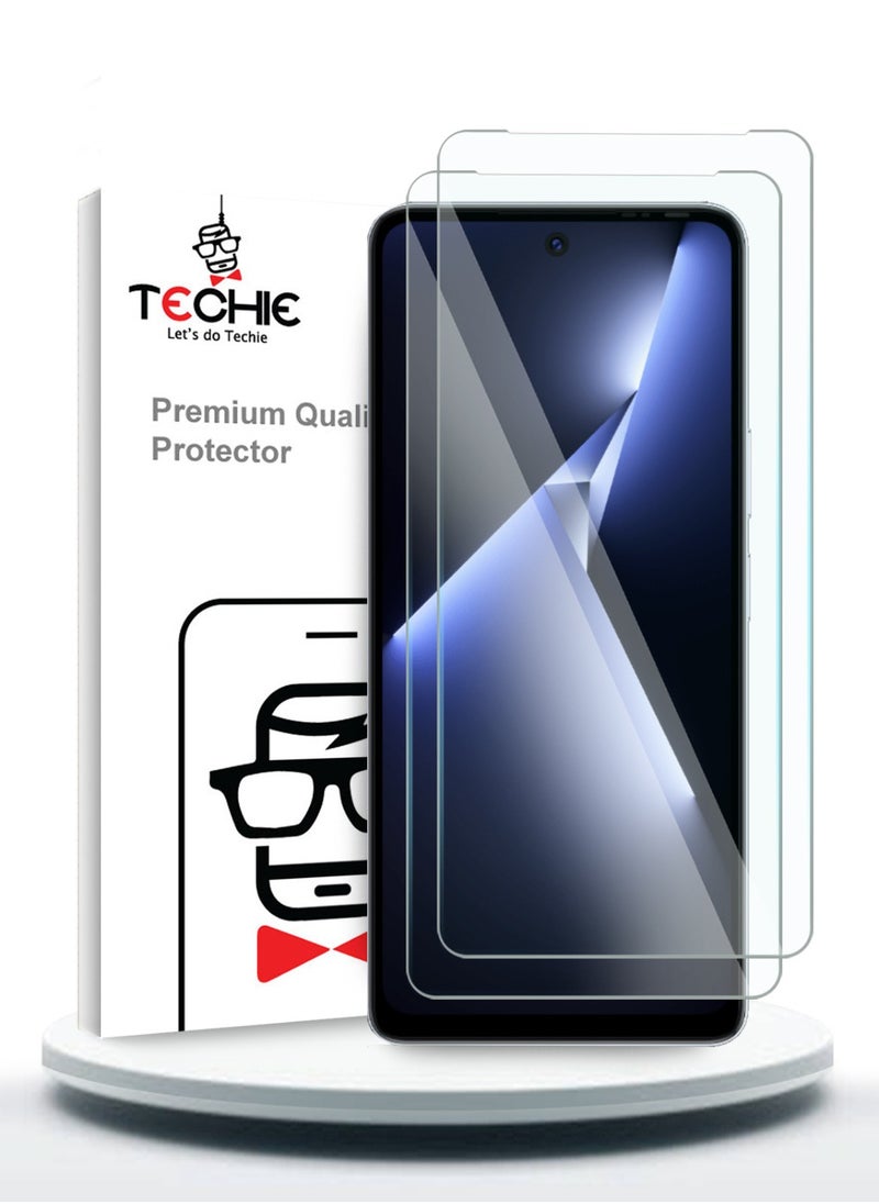 Techie 2 Pieces HD Tempered Glass Screen Protector for Tecno Pova 5 Pro - Anti Reflection Anti Bubbles 9H Hardness 0.33 mm Rounded Edges Easy Installation  - Image 1