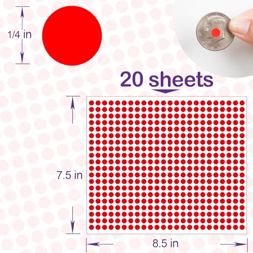YSHIHE 10000 PCS Red Dot Stickers 1/4" Round Circle Dot Stickers Tiny Mini Little Colored Coding Labels for Office,Classroom - Image 2
