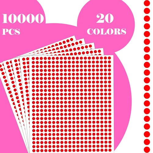 YSHIHE 10000 PCS Red Dot Stickers 1/4" Round Circle Dot Stickers Tiny Mini Little Colored Coding Labels for Office,Classroom - Image 3
