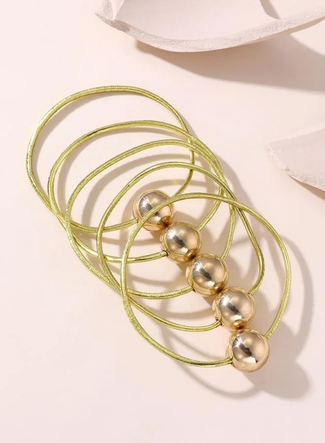 Take Two Pack of 5 - Golden Sphere Hair Tie
