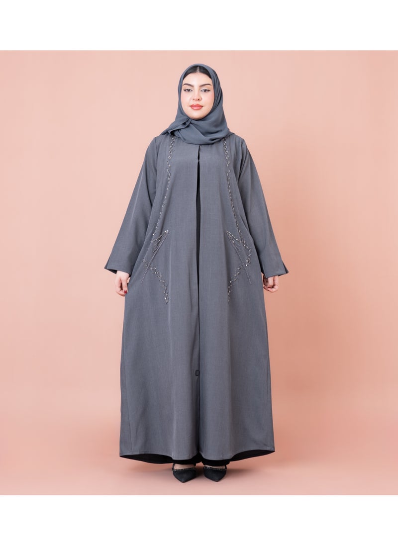 اكسا عباية رسمية بجيوب مطرزة  - Image 2