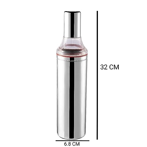 Aquasleri Oil Dispenser 1 Litre Oil Container Oil Bottle Oil Pot Oil Can Cooking Oil Dispenser for Home & Resturants Slim Oil Pack of 2 Silver - Image 3