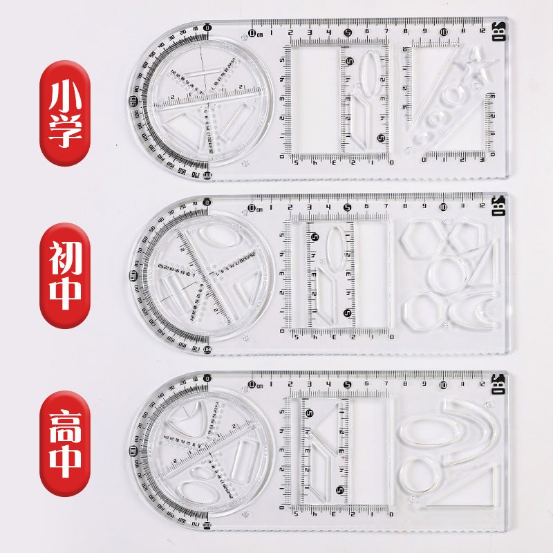 Multifunctional Primary School Ruler Suit Children'S Day Stationery Small Gift Ruler Ten Thousand Flower Ruler Protractor - Image 3
