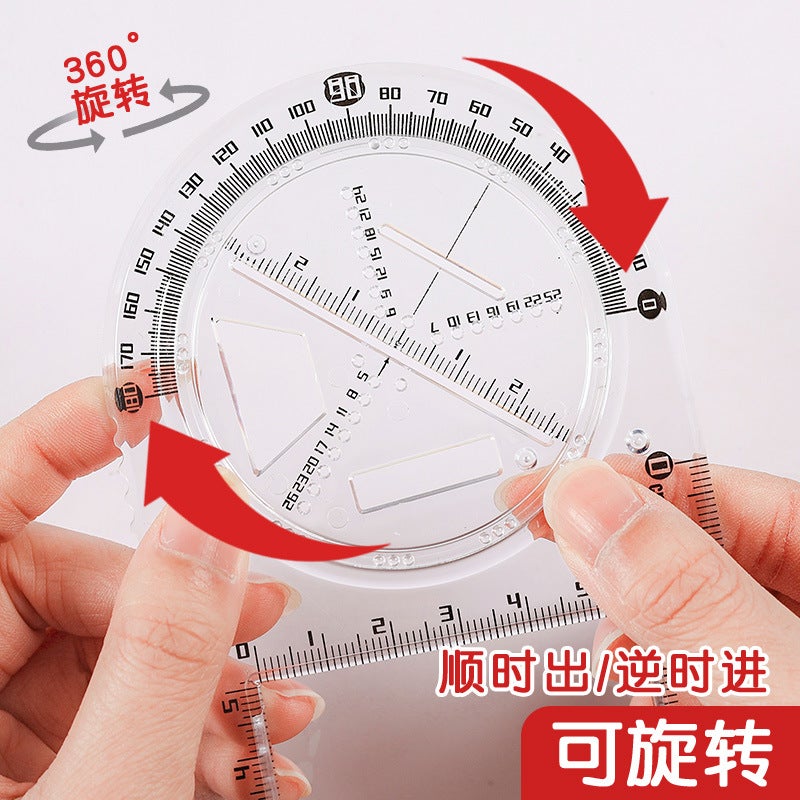 Multifunctional Primary School Ruler Suit Children'S Day Stationery Small Gift Ruler Ten Thousand Flower Ruler Protractor - Image 5