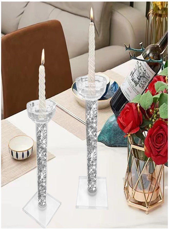 Wocred Candle Holders Set of 2.Stunning Shabbat Candle Holders.8.6" Tall Crystal Candlestick Holders for Dinning Room,Mantelpiece. - Image 4