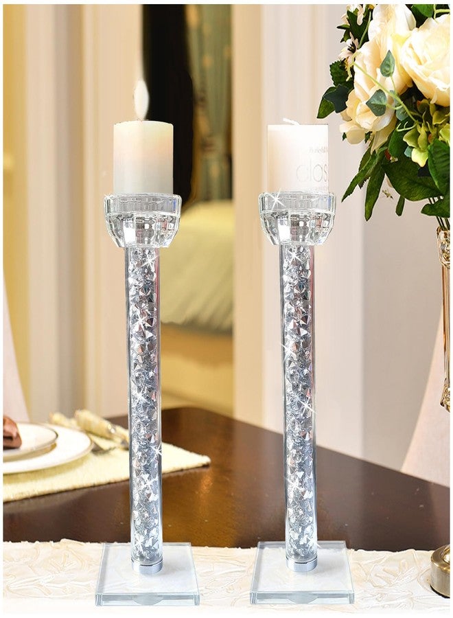 Wocred Candle Holders Set of 2.Stunning Shabbat Candle Holders.8.6" Tall Crystal Candlestick Holders for Dinning Room,Mantelpiece. - Image 2