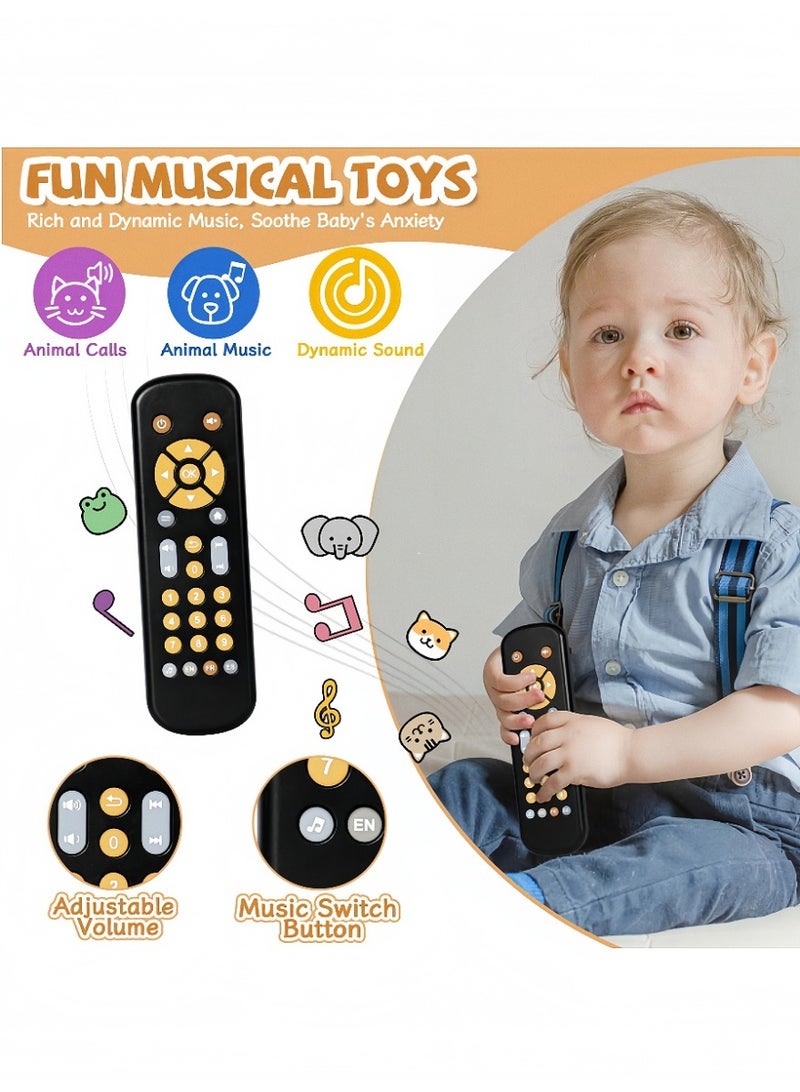 Kibee Baby TV Remote Control Toy with Light and Sound, Toddler Realistic Controller with 3 Languages, Early Educational Learning Musical Toys, Preschool Infant Boys Girls 6, 12, 18 Months, Black - Image 3