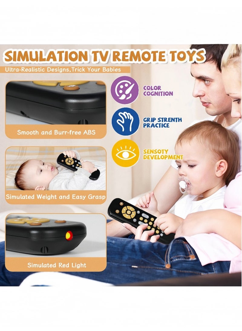 Kibee Baby TV Remote Control Toy with Light and Sound, Toddler Realistic Controller with 3 Languages, Early Educational Learning Musical Toys, Preschool Infant Boys Girls 6, 12, 18 Months, Black - Image 4