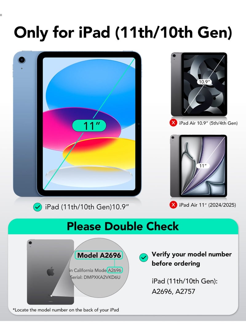 اي اس ار ESR for iPad A16 Case, iPad 11th/10th Generation Case (2025/2022), Removable Magnetic Cover, Adjustable Portrait/Landscape Stand with Raised Screen View, 9 Standing Angles Black - Image 2