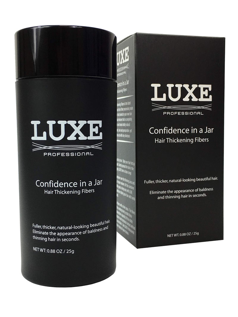 LUXE Professional LUXE Hair Building Fibers - Thickening Fibers - CONFIDENCE IN A JAR â€“ 2 + Months Supply â€“ Hypoallergenic, Dermatologist Tested â€“ Multiple Colors Available (Black) - Image 1
