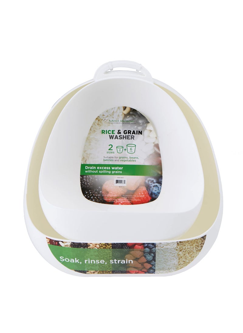 Mind Reader Mind Reader Strainer with Handle Rice Rinser Pasta Fruit and Vegetable Wash 115L x 1075W x 525H Set of 2 White 