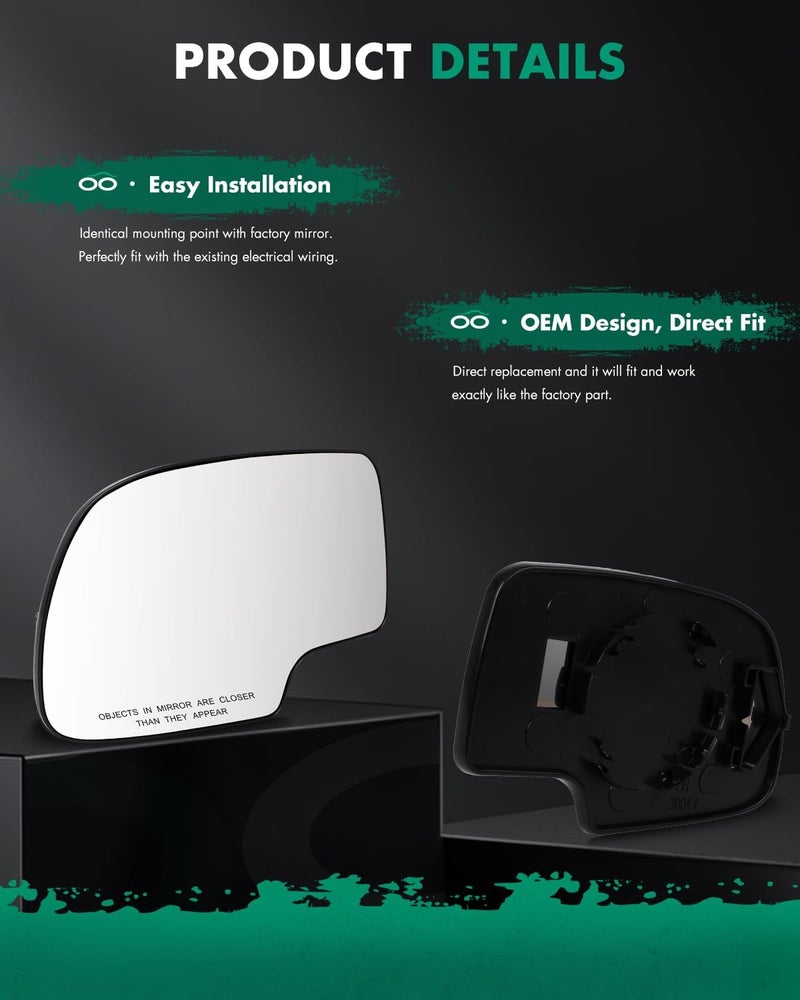 SCITOO Passenger Side View Mirror Glass Fit For Chevy Silverado Tahoe For GMC Sierra Yukon 2000-2006 Suburban Non-heated Exterior with Backing Plate Chrome Side Mirror GM1325105 - Image 4