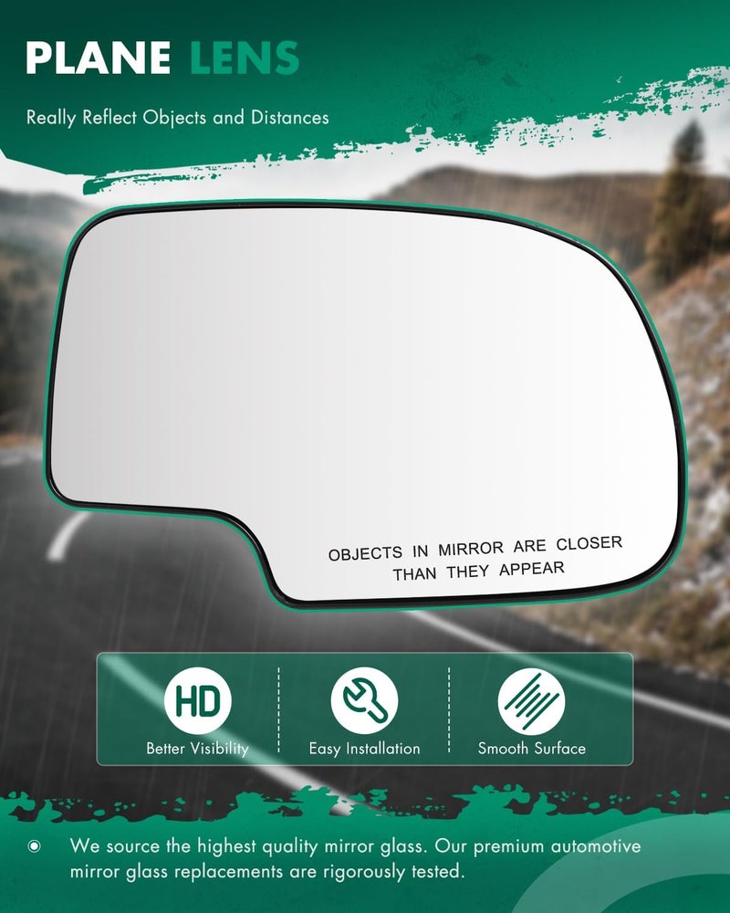 SCITOO Passenger Side View Mirror Glass Fit For Chevy Silverado Tahoe For GMC Sierra Yukon 2000-2006 Suburban Non-heated Exterior with Backing Plate Chrome Side Mirror GM1325105 - Image 5