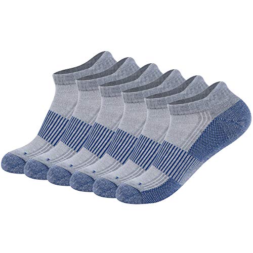 FOOTPLUS Copper Golf Socks Women Compression Socks, Men Women Summer Ankle Arch Support Copper Compression Socks, 6 Pairs Grey& Blue, Medium - Image 1
