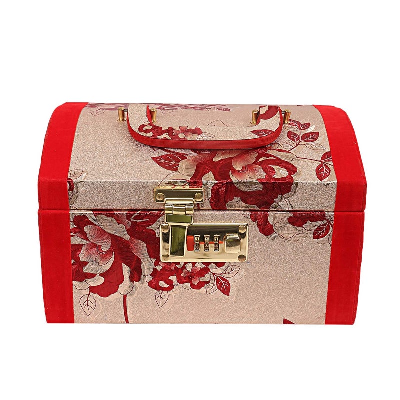 Kuber Industries Kuber Industries Fabric Vanity Box With Lock System, Red, Maroon  - Image 5
