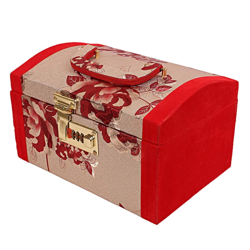 Kuber Industries Kuber Industries Fabric Vanity Box With Lock System, Red, Maroon  - Image 2