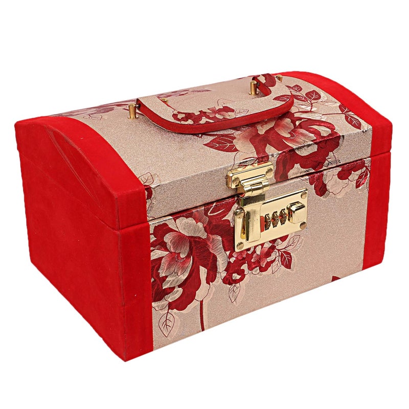 Kuber Industries Kuber Industries Fabric Vanity Box With Lock System, Red, Maroon  - Image 1