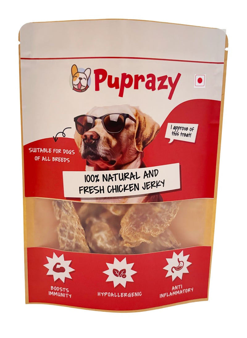 Puprazy 100% Organic Chicken Slice Jerky for Dogs | Single Ingredient| Immunity Boosts Strips | No Preservatives | High Protein Dog Treat - 70G - Image 1
