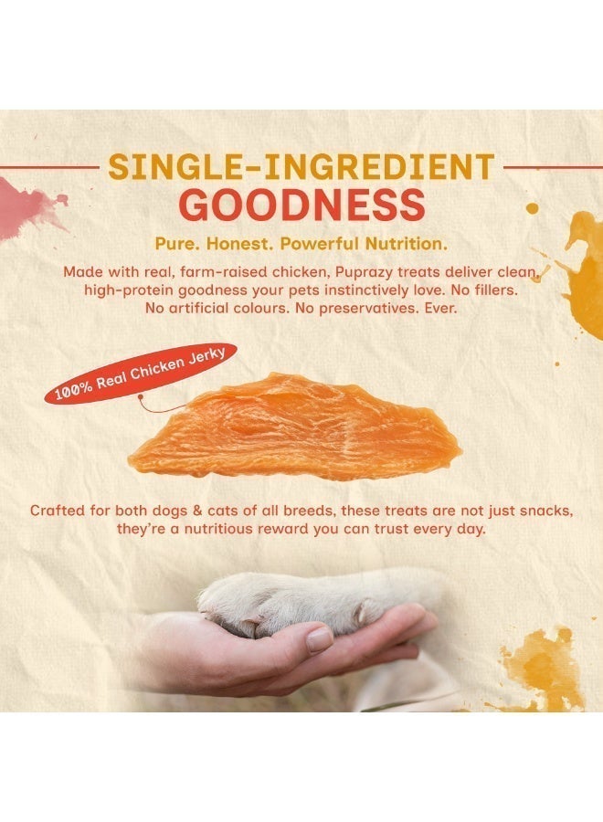 PUPRAZY Chicken Jerky Dog & Cat Treats | Single Ingredient Dehydrated Chicken Breast | High Protein Training Treat | Grain Free, No Fillers, No Preservatives | All Breeds - Image 4