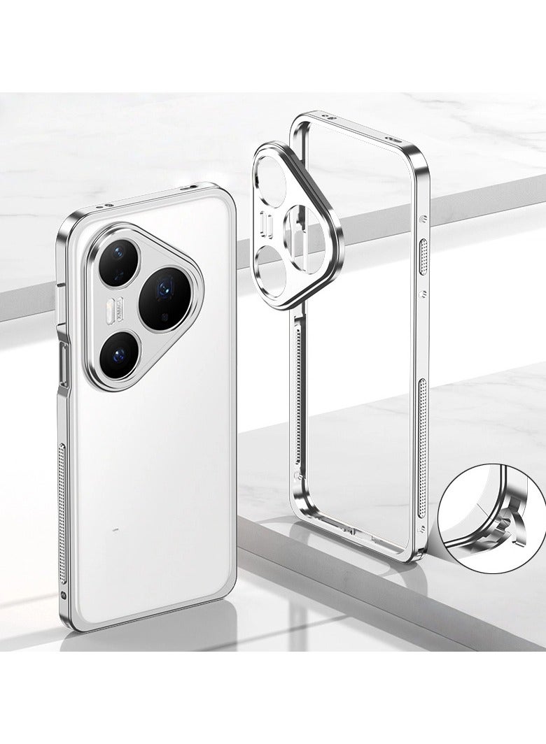 general Case Compatible with Huawei PURA80 5G, Aluminium Alloy Metal Frame with Camera Lens Cap Shockproof Shockproof Bumper Heat Shield for Huawei PURA80