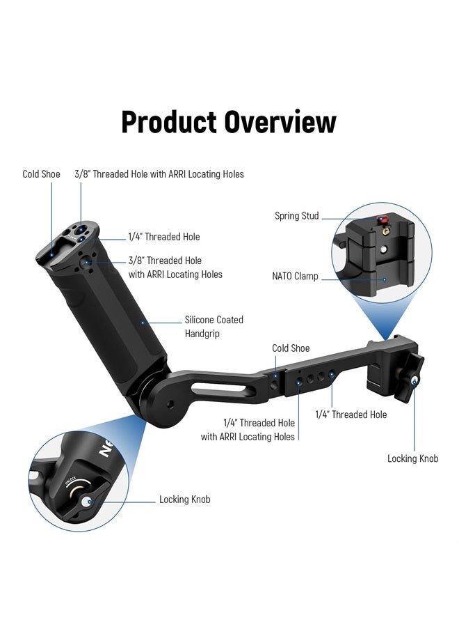 NEEWER Gimbal Sling Handgrip Compatible with DJI RS 2 RSC 2 RS 3 RS 3 Pro Handheld Stabilizer, Adjustable & Foldable Handle with Silicon Grip, Load Capacity up to 13.2lb/6kg, Ideal for Low Angle Shots - Image 2