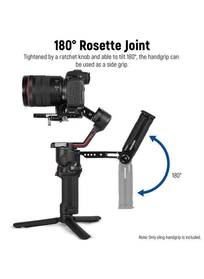 NEEWER Gimbal Sling Handgrip Compatible with DJI RS 2 RSC 2 RS 3 RS 3 Pro Handheld Stabilizer, Adjustable & Foldable Handle with Silicon Grip, Load Capacity up to 13.2lb/6kg, Ideal for Low Angle Shots - Image 3
