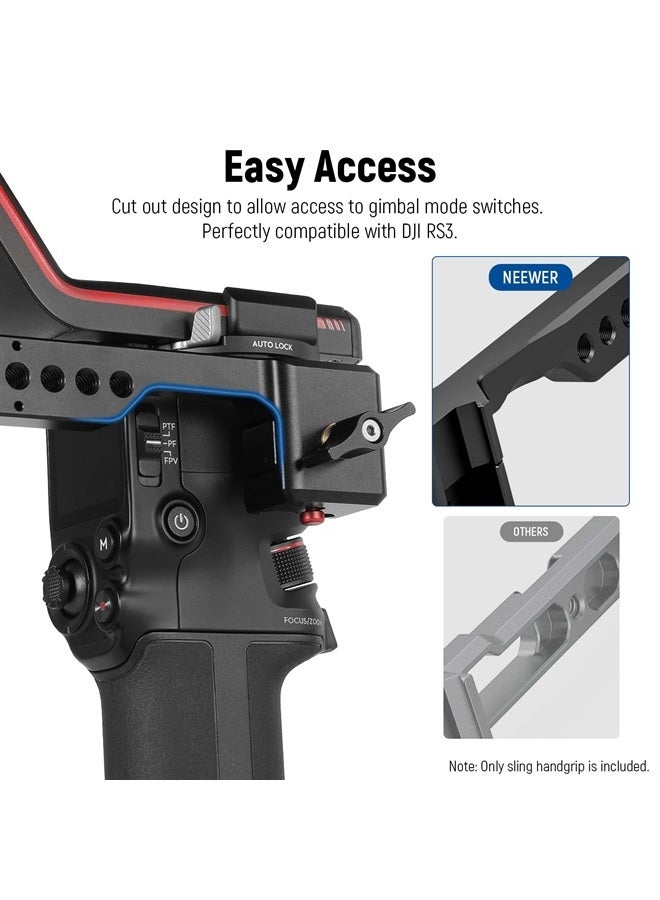 NEEWER Gimbal Sling Handgrip Compatible with DJI RS 2 RSC 2 RS 3 RS 3 Pro Handheld Stabilizer, Adjustable & Foldable Handle with Silicon Grip, Load Capacity up to 13.2lb/6kg, Ideal for Low Angle Shots - Image 5