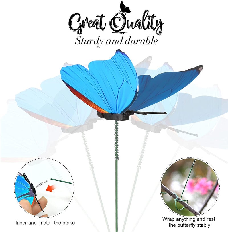 Inralimot INRALI Teenitor Butterfly Stakes, 20pcs 9.84 inch Garden Butterfly Ornaments for Indoor/Outdoor, Waterproof, Home Decoration, Green,Pink,Purple,Random,Red,Yellow, Metal, Polyvinyl Chloride - Image 3