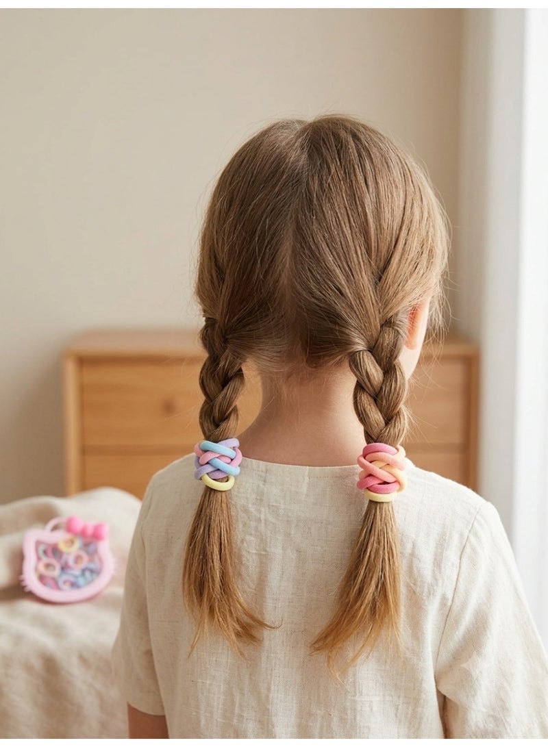 1st Choice (First Choice) 2-pack (2 boxes) - Cute pink cartoon character face-shaped children's hair elastic storage boxes, including a variety of small, soft, multi-colored hair ties - Image 4
