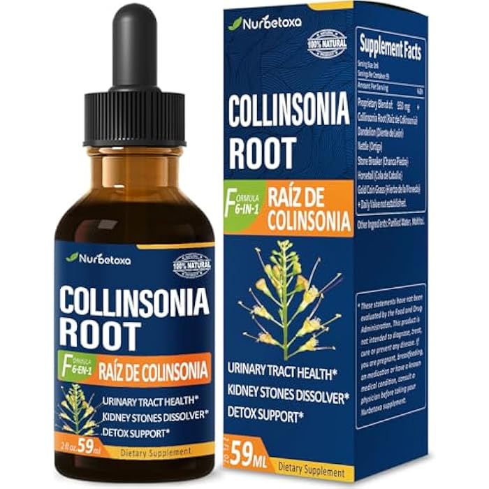 Nurbetoxa Collinsonia (Stone Root) Drops for Urinary Tract Health, Natural Herbal Formula Supplement w/Stone Breaker Chanca Piedra Extract Support Kidney Stones Dissolver & Detox Cleanse. 2oz - Image 1