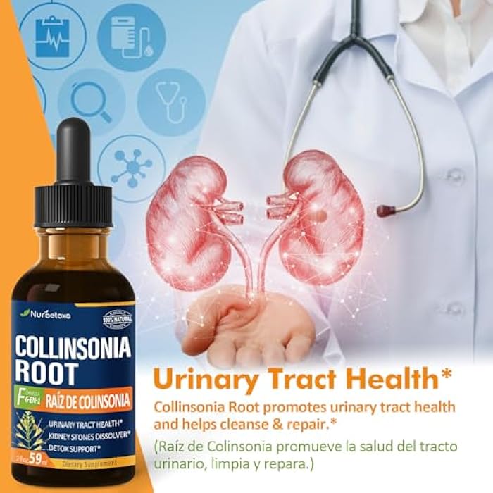 Nurbetoxa Collinsonia (Stone Root) Drops for Urinary Tract Health, Natural Herbal Formula Supplement w/Stone Breaker Chanca Piedra Extract Support Kidney Stones Dissolver & Detox Cleanse. 2oz - Image 2