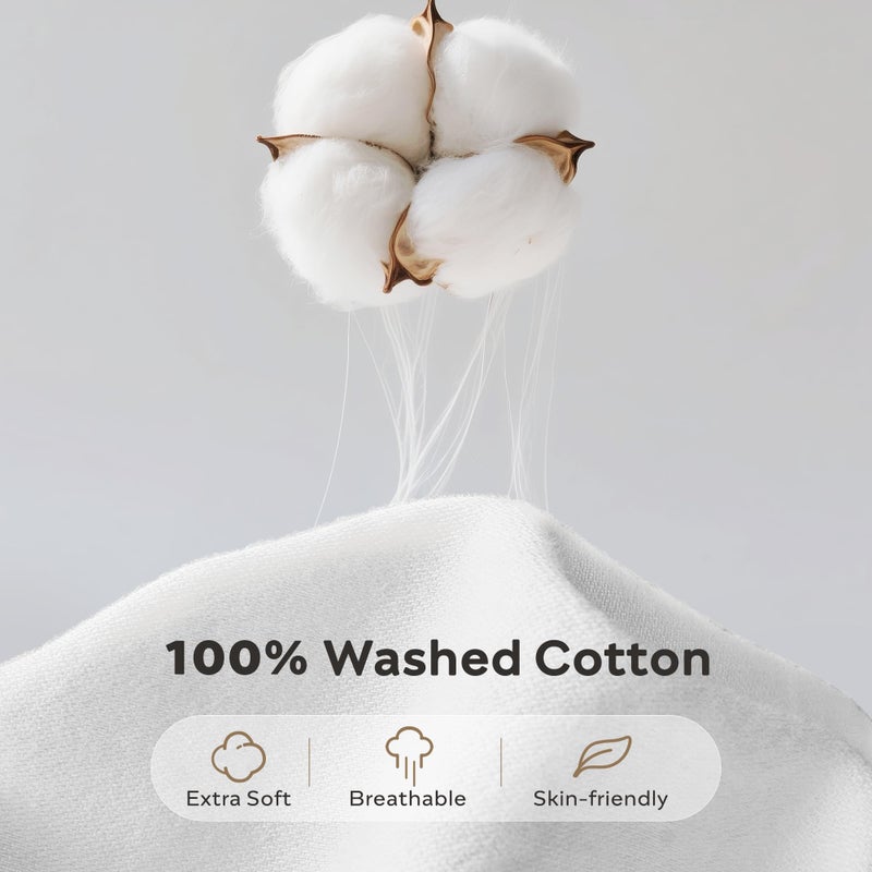 JELLYMONI Washed Cotton Duvet Cover - Off White, Queen Size 90x90 Inches, 3-Piece Bedding Set with Button Closure, Includes 1 Duvet Cover & 2 Pillowcases (Comforter Not Included) - Image 3