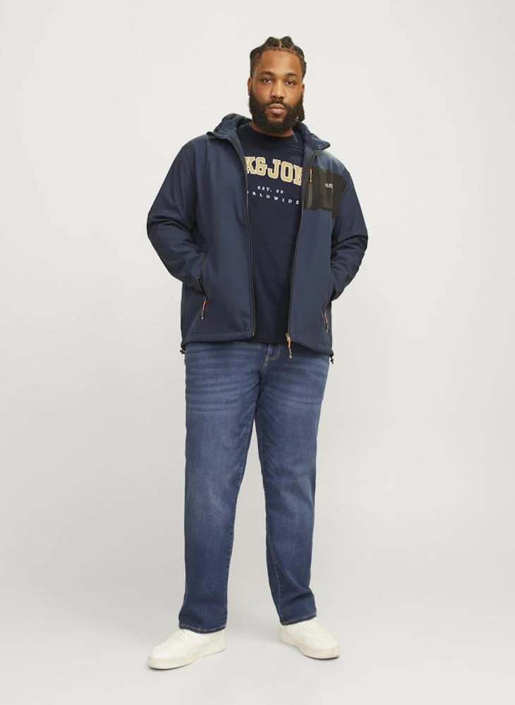 جاك اند جونز Plus Size Logo Crew Neck T-Shirt