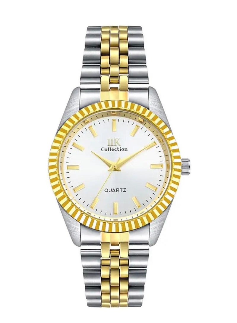 IIK Collection Men's Wrist Watch, Silver And Gold Band with White Dial