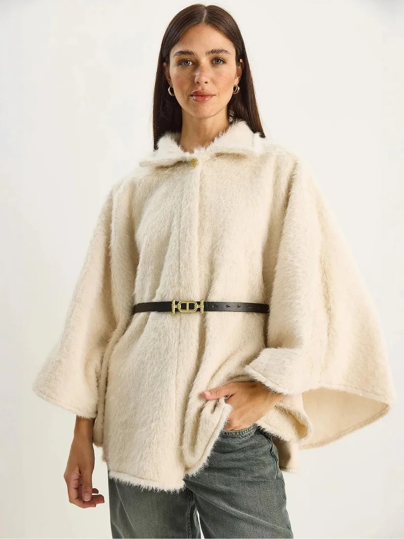 LUCCI Textured Oversized Button-Up Overcoat
