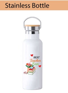 PRINTSHOP4ME Teacher's Day Pack of 3 Combo Pack - Stainless Steel Bamboo Cap Flask Bottle 600ml, Pink Cosmetic Bag and Teddy Bear - Teacher's Day Gift Set - Gift for World Teachers Day  - Image 3