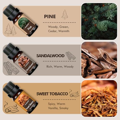 WUSEONY Classic Man Fragrance Oils Set, Mens Essential Oils Set - Pine, Sweet Tobacco, Bay Rum, Cologne, Copaiba, Sandalwood Candle Scents for Candle Making, Soap Making Supplies, Diffuser Oil Scents - Image 2