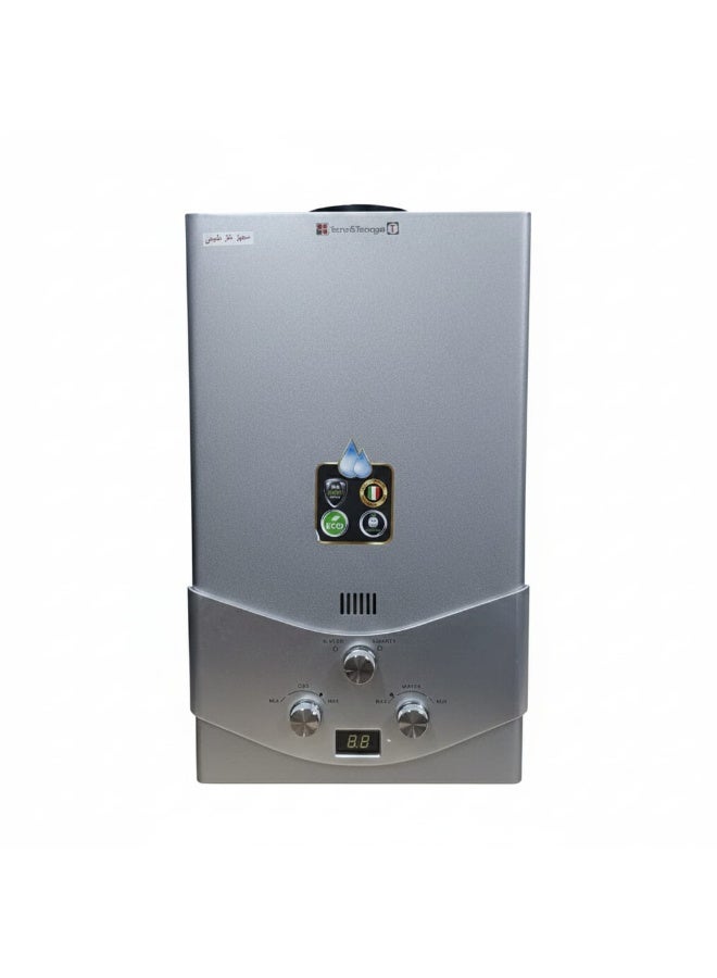 تكنو جاز سخان غاز 10لتر تكنو جاز معدل غاز طبيعي مزود بالادبتور لون فضي - Image 5