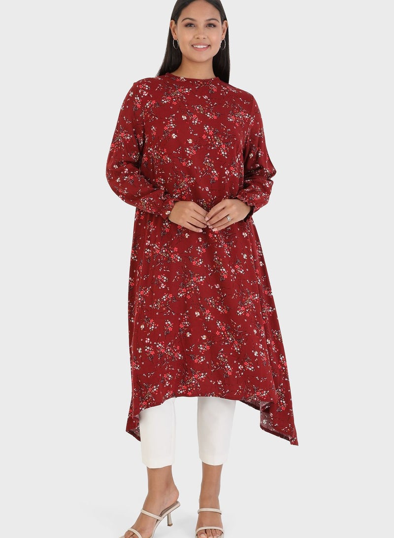 Modanisa Crew Neck Printed Tunic - Image 1