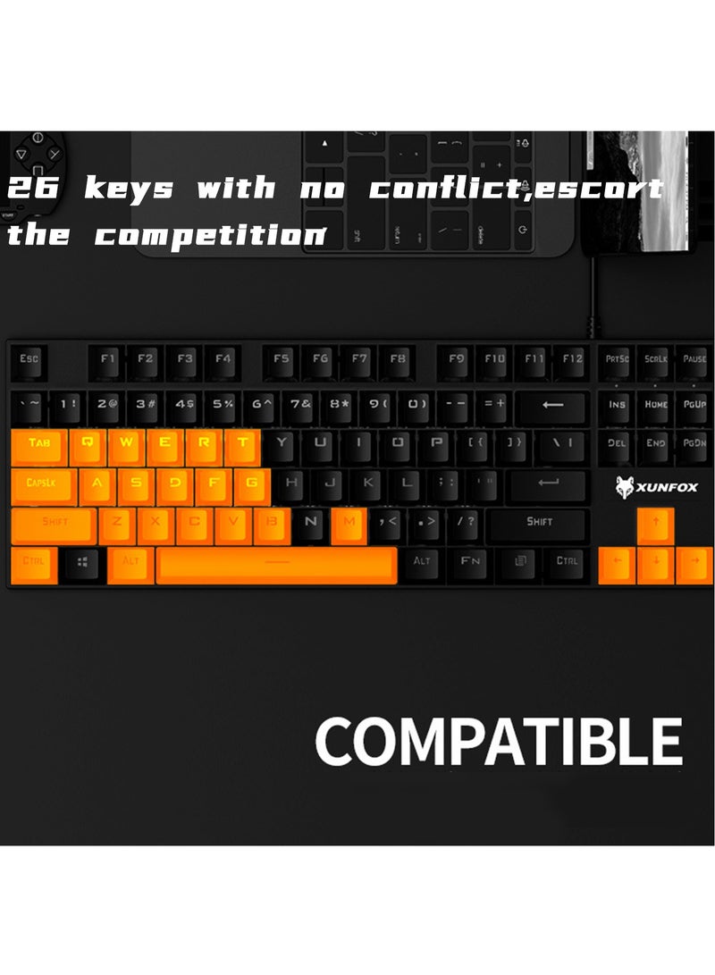 XUNFOX English Arabic Mechanical Gaming Keyboard with RGB Backlit, USB Wired 87 Keys Blue Switch Keyboard for Windows/MacOS/Android PC Gamers Black - Image 4