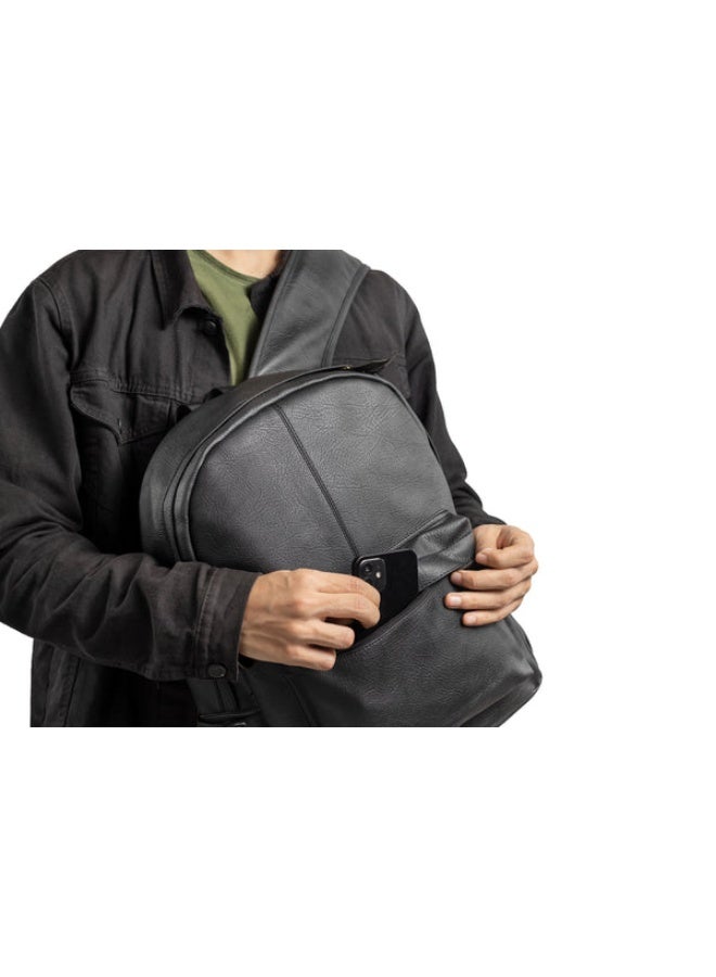 شنطة ظهر جلد متينة – تناسب الجامعة، المكتب، والرحلات - أسود - Image 2