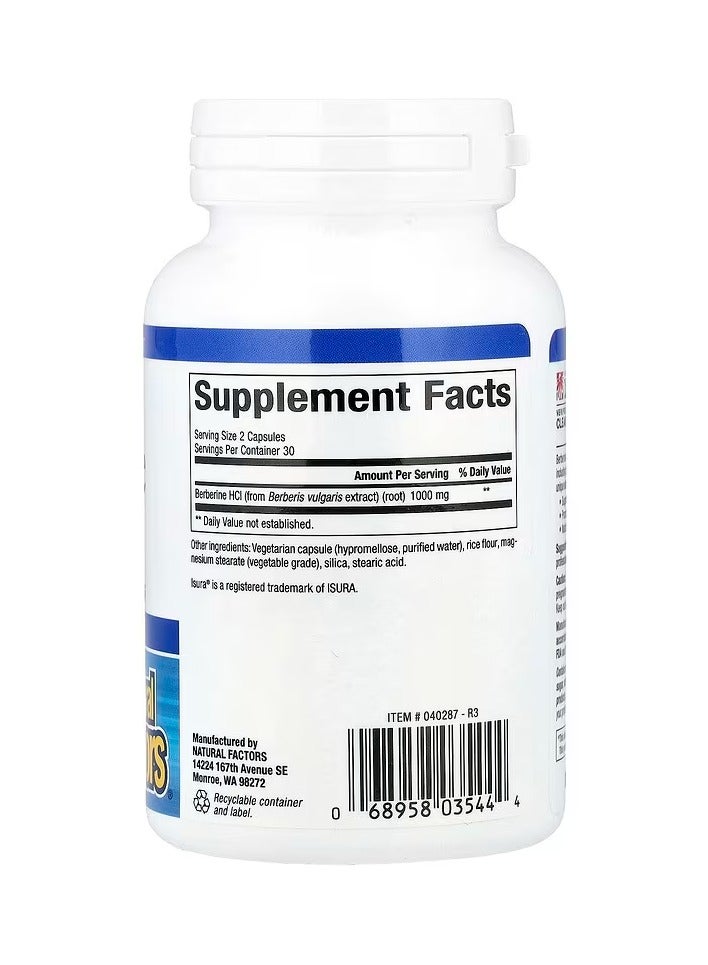 natural Factors Wellbetx Berberine 500 mg 60 Veggie Capsules - Image 2