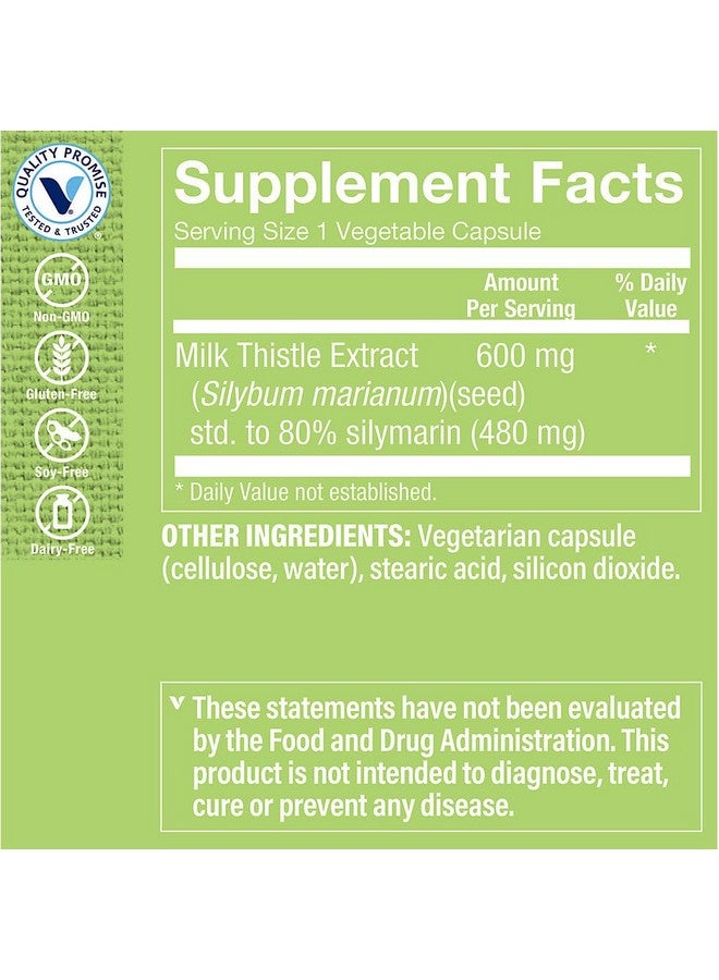 The Vitamin Shoppe Double Strength Milk Thistle Extract a Liver Health a 600 MG (Vegetable 100 Capsules) - Image 3